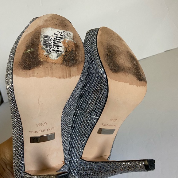 Badgley mischka silver sparkle peep toe heels 6.5 - Picture 6 of 10